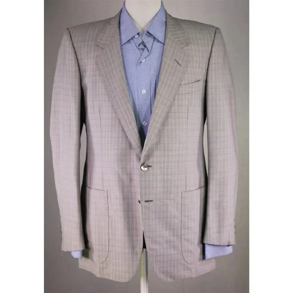 Ermenegildo Zegna Vintage Gray Checkered Patch Pocket 2-Btn Sportcoat Blazer 40R - Picture 2 of 8